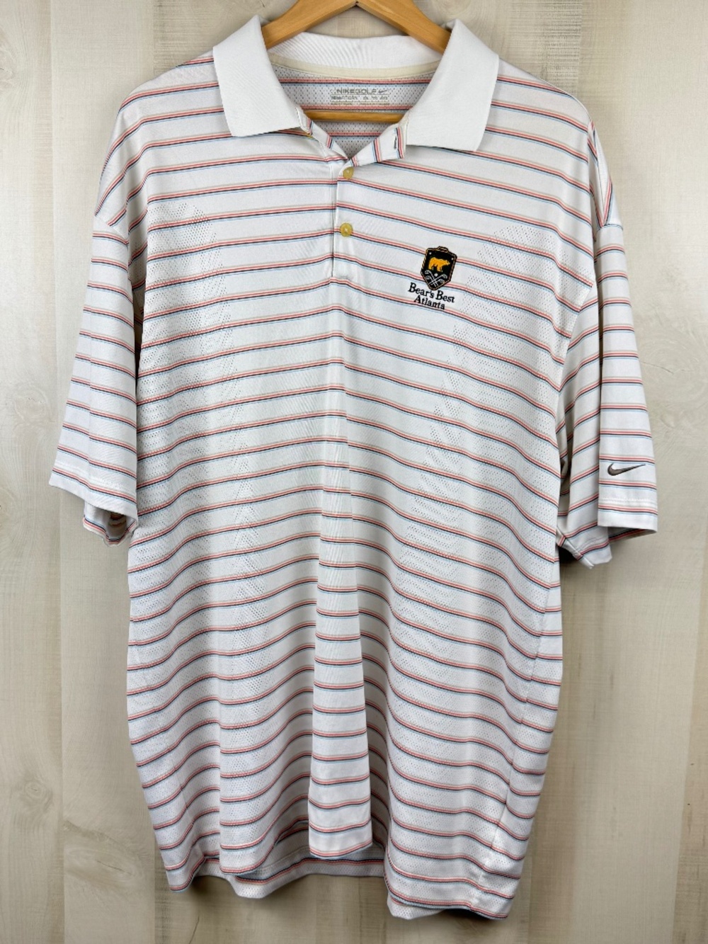 Nike Golf Men’s Golf Performance Polo Bear’s Best Atlanta White Striped XXL